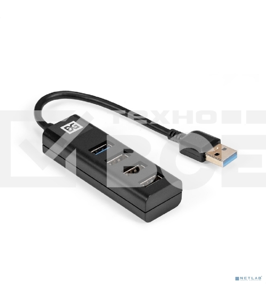 Хаб USB (концентратор) 4-в-1 ExeGate DUB-3213 (кабель-адаптер USB2.0 --> 3xUSB2.0, 1xUSB3.0, Plug&Play, черный)