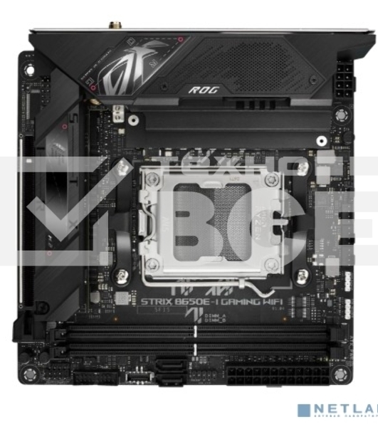 Материнская плата ASUS ROG STRIX B650E-I GAMING WIFI, AM5, AMD B650, 2xDDR5, 2xSATA, 2xM.2, 1xPCIe 5.0 x16, 1xHDMI, 1x 2.5Gb LAN, 4xUSB-A 3.2 Gen 2, 1xUSB-A 3.2 Gen 1, 1xUSB-C 3.2 Gen 2x2, 3x3.5 мм, 7.1, Mini-ITX