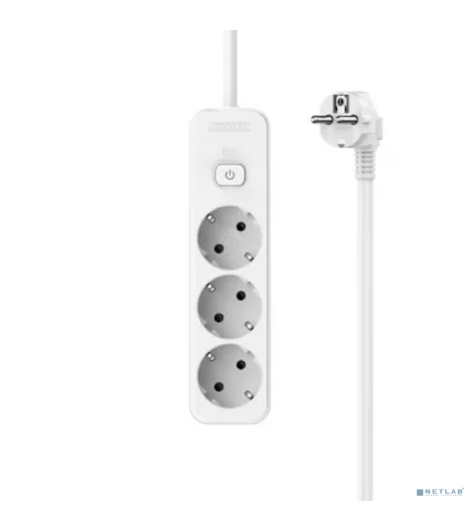 Сетевой удлинитель Perfeo 'REAL STRIP' 1,0м, 3 розетки, 16А, 3500 Вт, белый.