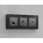 Комплект механизма розетки HDMI 2.0 ALFA Антрацит серый 40V/500mA 2.0GHz 5-18Gbit/s QUANT (AP6640, VM222) MA664010, фото4