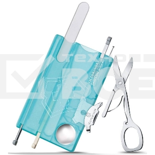 Швейцарская карта Victorinox SwissCard Nailcare (0.7240.T21) бирюзовый полупрозрачный коробка подарочная