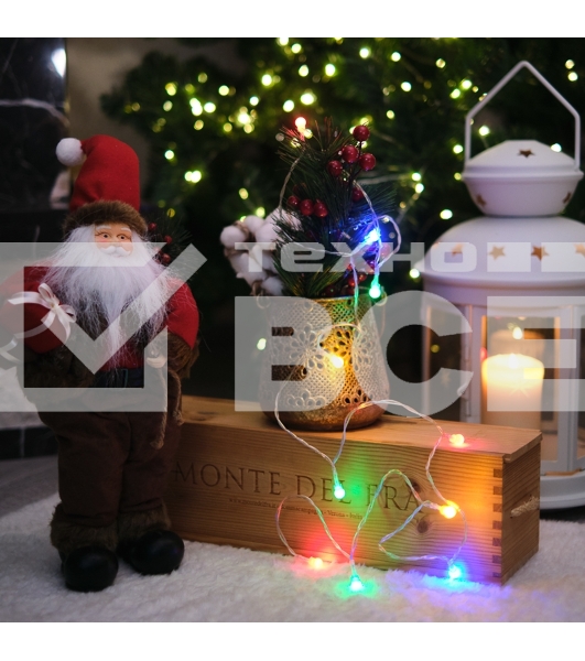 Гирлянда светодиодная «Шарики» 1.5 м, 10 LED, прозрачный ПВХ, цвет свечения мультиколор, 2 х АА (батарейки не в комплекте) NEON-NIGHT