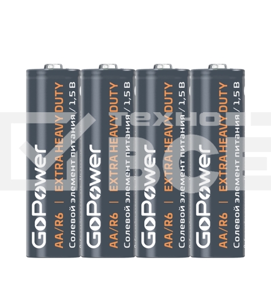 Батарейка GoPower R6 AA Shrink 4 Heavy Duty 1.5V (4/60/1200)