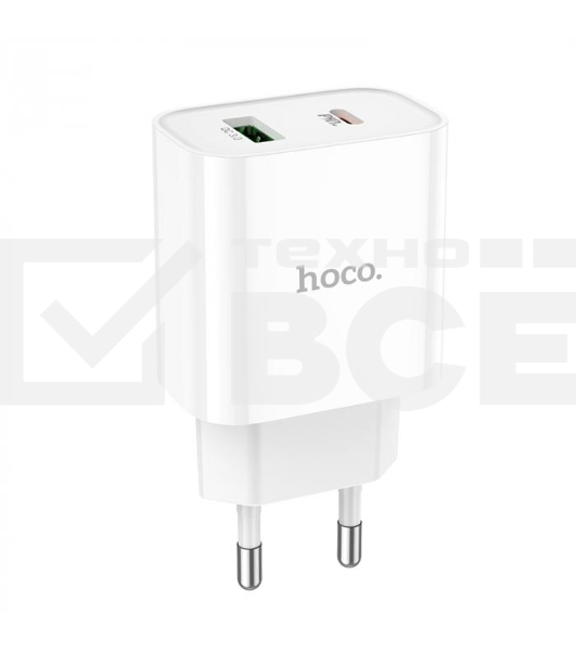 Зарядное устройство HOCO C80A Plus Rapido PD20W+QC3.0, 1xType-C, 1xUSB, белый