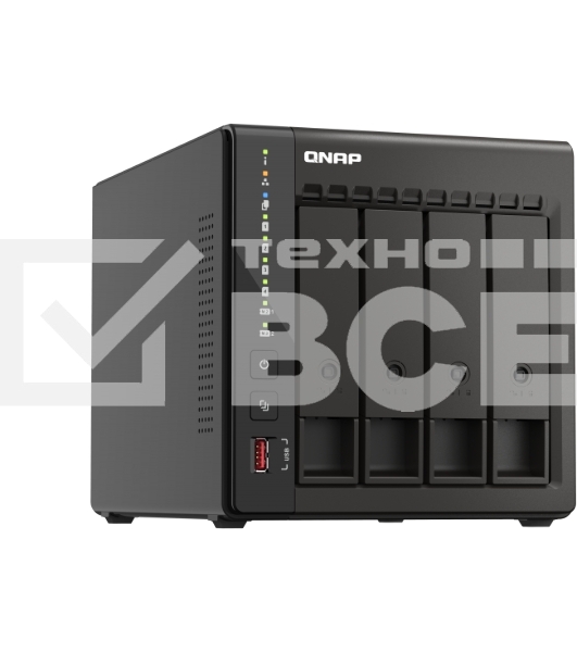 Сетевое хранилище SMB QNAP TS-453E-8G NAS, 4-tray w/o HDD. 2xHDMI-port. 4-core Celeron J6412 2-2.6 GHz, 8GB DDR,  2x2.5Gb LAN, 2 x M.2 2280 PCIe Gen 3 x2, 2x USB 3.2 Gen 2 (10Gbps) Port, 2x USB 2.0 port