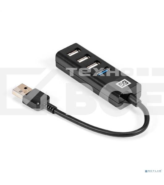 Хаб USB (концентратор) 4-в-1 ExeGate DUB-3213 (кабель-адаптер USB2.0 --> 3xUSB2.0, 1xUSB3.0, Plug&Play, черный)