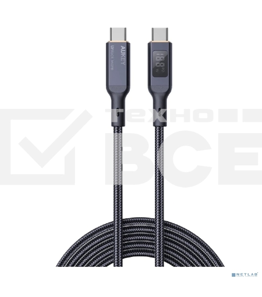 Кабель Aukey Nylon Braided 100w LCD 1m черный