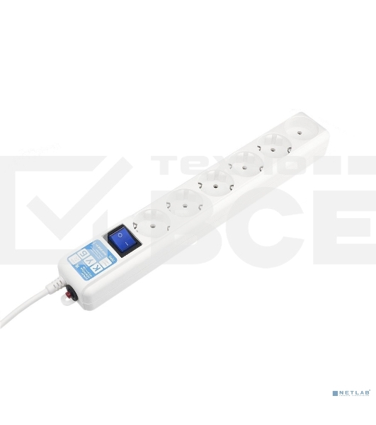 Сетевой фильтр PowerCube, PC PRO, 5 м, 6р, белый, 16А, SPL6-16-P-5M