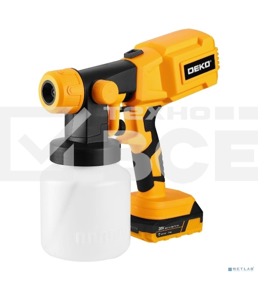 Краскопульт электрический аккумуляторный DEKO SG20DK, 20В, 800 мл, 1x3.0А·ч 083-1133