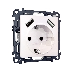 Комплект механизма электрической розетки ALFA Жемчуг 2USB A+A 18W (быстрая зарядка) с/з QUANT (AP2090, VM155) MA209010, фото 1