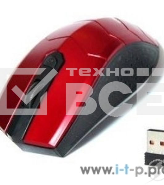 Мышь беспроводная Crown CMM-934W красный/черный, 1200 dpi, радиоканал, USB, кнопки - 4