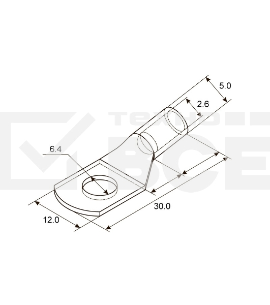 Наконечник ТМЛ 2,5–6–2,6 (2,5мм² - Ø6мм) ГОСТ 7386-80 (в упак. 100шт) Rexant