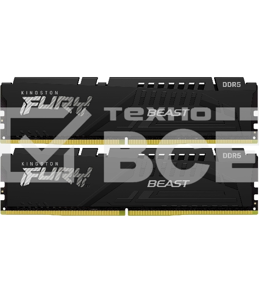 Оперативная память Kingston Fury Beast, DDR5, 16GB (2x8GB), 5600MHz, CL40, с радиаторами, черный