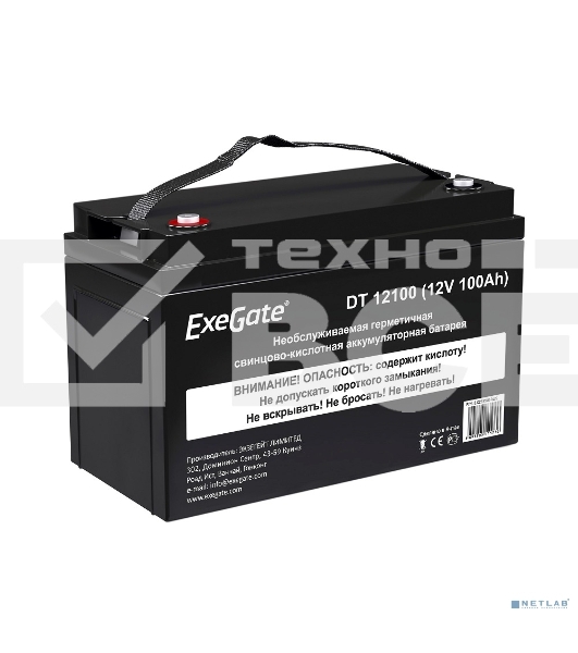 Аккумуляторная батарея ExeGate DT 12100 (12V 100Ah, под болт М6)