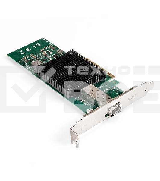 Сетевой адаптер ExeGate EXE-X520-DA1 (PCI-E x8 v3.0, порты 1xSFP+ 10Gb/s (10/5/2.5/1Gb/s, 100Mb/s), Server NIC Intel Chipset JL82599EN)