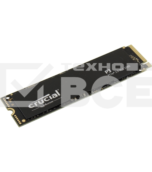 Накопитель SSD Crucial P3, 500Gb, M.2 2280, PCIe 3.0 x4, NVMe, R/W 3500/1900