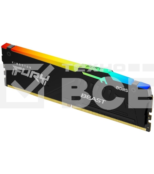 Оперативная память Kingston Fury Beast, DDR5, 32GB (1x32GB), 5200MHz, CL40, с радиаторами, RGB, черный