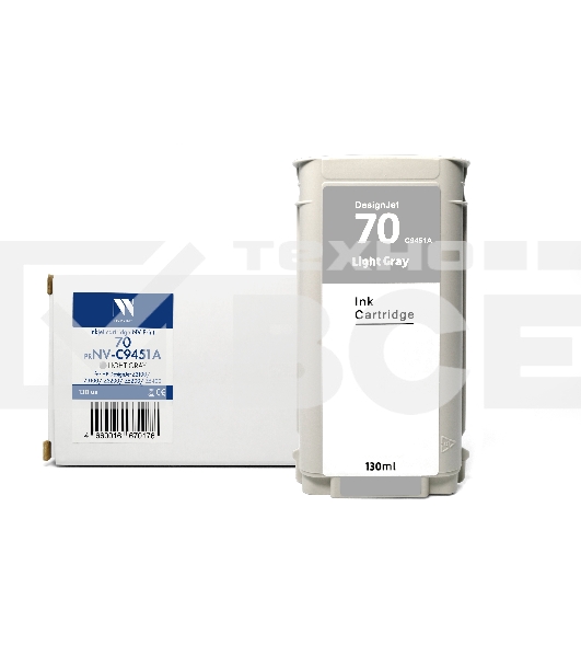 Струйный картридж NVPrint 70 (NV-C9451A) Light Gray для HP DesignJet Z2100/Z3100/Z3200/Z5200/Z5400 (130 мл) совместимый