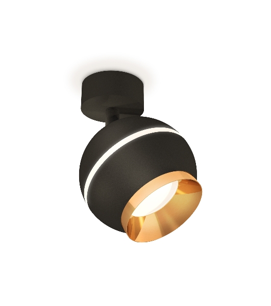 Комплект поворотного светильника Ambrella light XM1102004 SBK/PYG черный песок/золото желтое полированное MR16 GU5.3 LED 3W 4200K