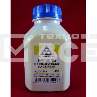 Тонер SAMSUNG CLP 300/315/320/325/360/415/500/510/600/610/660/CLX3300/3305 Yellow, (фл.45г.) AQC фас. Россия