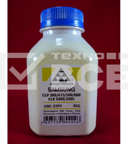 Тонер SAMSUNG CLP 300/315/320/325/360/415/500/510/600/610/660/CLX3300/3305 Yellow, (фл.45г.) AQC фас. Россия