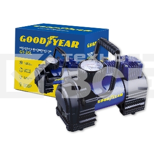 Компрессор GOODYEAR GY000102 GY-35L 35 л/мин Мощность - 168 Вт, Производительность - 35 л/мин, Максимальное токопотребление - 14 А, Максимальное давление - 7 Атм, Длина провода питания: 3 м, Длина воздушного шланга: 1 м. Сумка и набор переходников в комплекте.