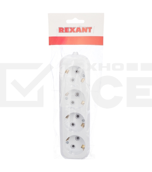 Колодка 4 гнезда c заземлением Rexant