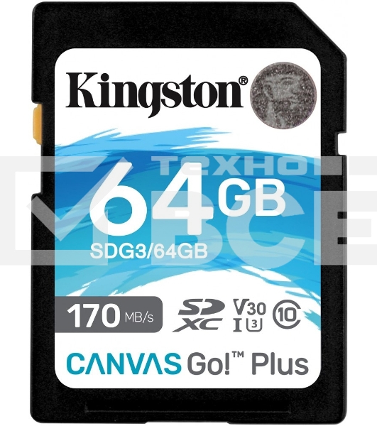 Флеш карта Kingston 64GB SDXC Canvas Go Plus 170R C10 UHS-I U3 V30 EAN: 740617301397