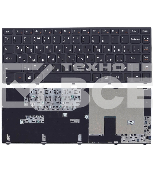 Клавиатура для ноутбука Lenovo IdeaPad Yoga 13 черная c черной рамкой