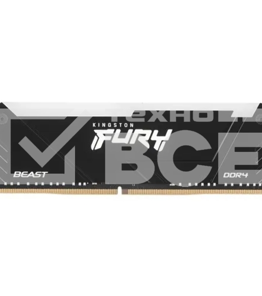 Оперативная память Kingston Fury Beast, DDR4, 16GB (1x16GB), 3600MHz, CL18, с радиатором, RGB, черный