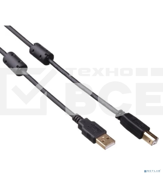 Кабель USB 2.0 ExeGate EX-CCF-USB2-AMBM-4.5 (Am/Bm, 4,5м, 2 фильтра)
