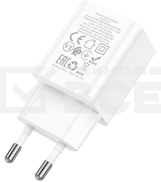 Сетевое зар./устр. Hoco N27 White 20W 3A+2.22A+1.67A (PD+QC+AFC) USB-C универсальное белый