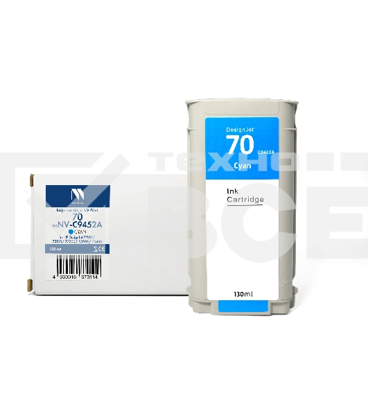 Струйный картридж NVPrint 70 (NV-C9452A) Cyan для HP DesignJet Z2100/Z3100/Z3200/Z5200/Z5400 (130 мл) совместимый