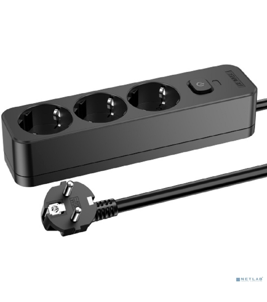 Сетевой удлинитель Perfeo 'REAL STRIP' 5,0м, 3 розетки, 16А, 3500 Вт, черный.