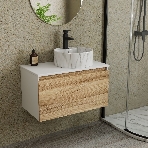 Комплект: тумба Bau Dream Blackwood 80, Раковина круглая накладная BAU Element D41, мрамор, смеситель Hotel Black, черный матовый, фото9