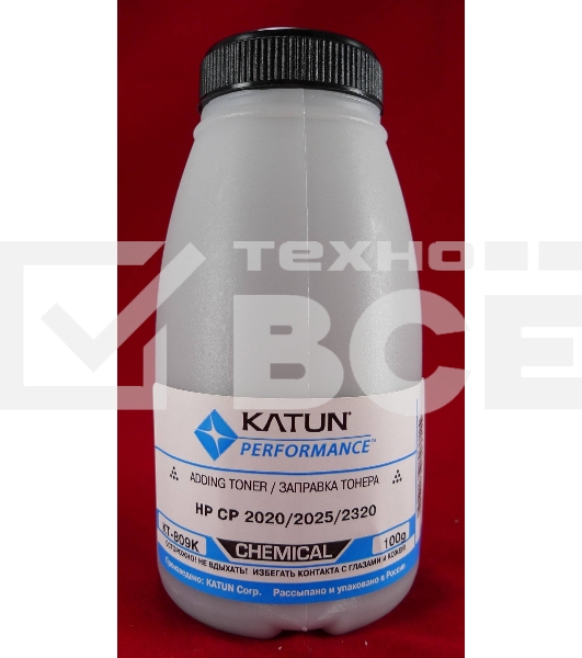 Тонер HP CP2020/2025/CM2320 Black, химический (фл.100г.) Katun фас. России