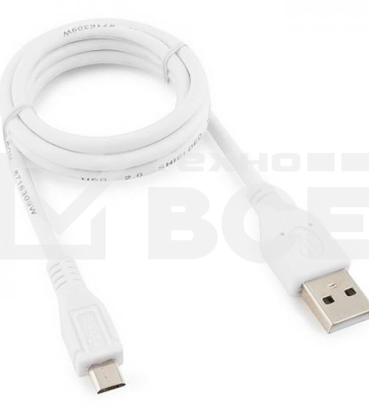 Кабель USB 2.0 Pro Cablexpert CCP-mUSB2-AMBM-W-1M, AM/microBM 5P, 1м, экран, белый, пакет