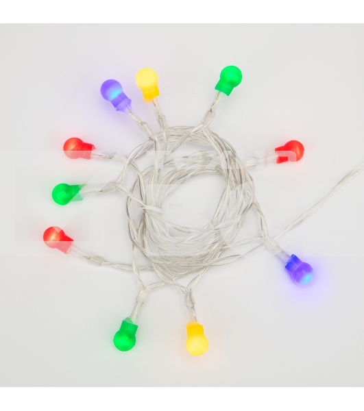 Гирлянда светодиодная «Шарики» 1.5 м, 10 LED, прозрачный ПВХ, цвет свечения мультиколор, 2 х АА (батарейки не в комплекте) NEON-NIGHT