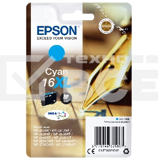 Картридж струйный EPSON 16XL (C13T16324012) голубой повышенной емкости (450 стр.) для WF-2010/WF-2510/WF-2540