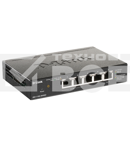 Коммутатор D-Link DGS-1100-05PDV2 5G 2PoE настраиваемый