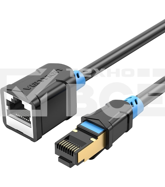 Патч-корд удлинитель Vention прямой SSTP cat.6, RJ45 - 3м. Черный