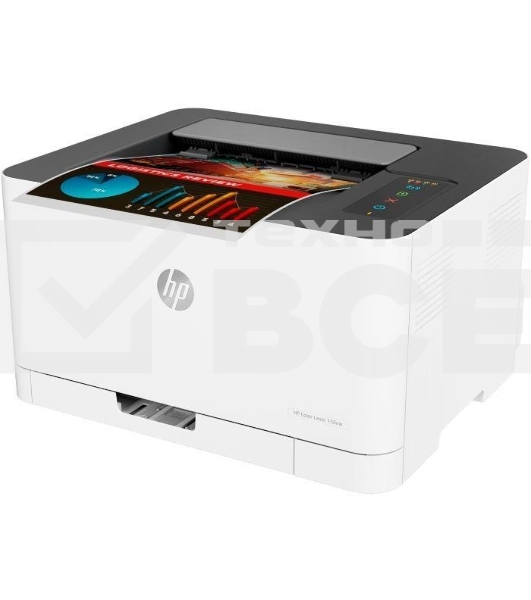 Принтер лазерный HP Color Laser 150nw (4ZB95A), A4, цветной, печ. до 18 стр/мин. (ч/б) до 4 стр/мин. (цвет), 600 x 600 dpi, USB, RJ-45, Wi-Fi, Air Print, Mopria