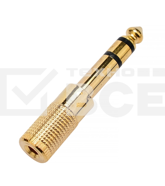 Аудио переходник Cablexpert A-35M-63F,  Jack3.5(M) на Jack6.3(F) стерео,  золотой, пакет