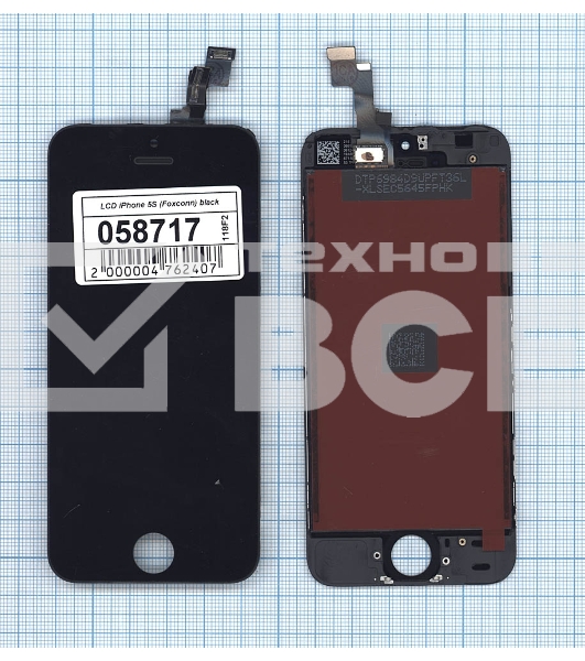 Дисплей (модуль) для Apple iPhone 5S, iPhone SE в сборе с тачскрином (Foxconn) черный