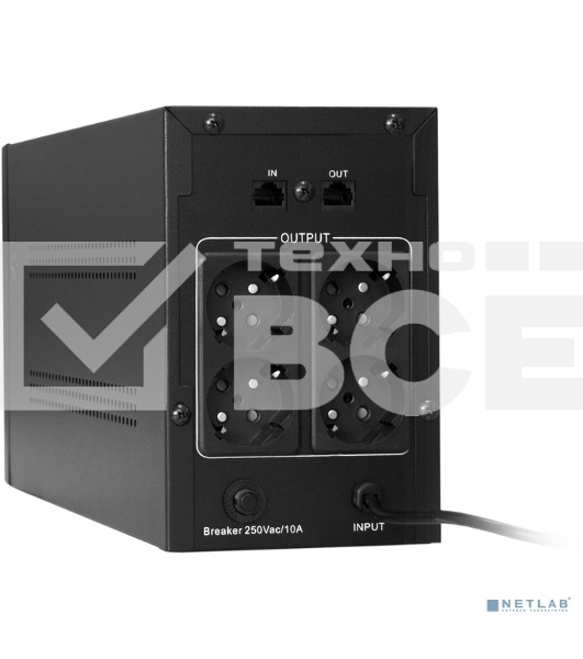 Источник бесперебойного питания ExeGate SpecialPro UNB-2000.LED.AVR.EURO.RJ <2000VA/1200W, LED, AVR, 4 евророзетки, RJ45/11, Black>
