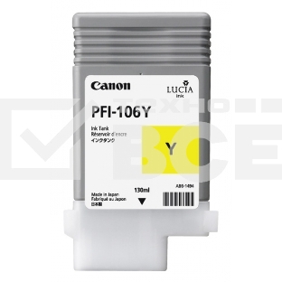 Картридж струйный Canon PFI-106 Y (6624B001) желтый (130 мл) для Canon iPF6300S/6400/6450