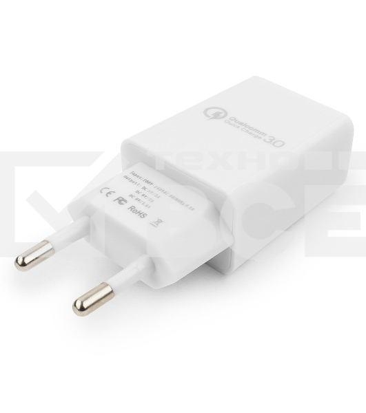Адаптер питания Cablexpert MP3A-PC-16, QC 3.0, 100/220V - 1 USB порт 5/9/12V, белый