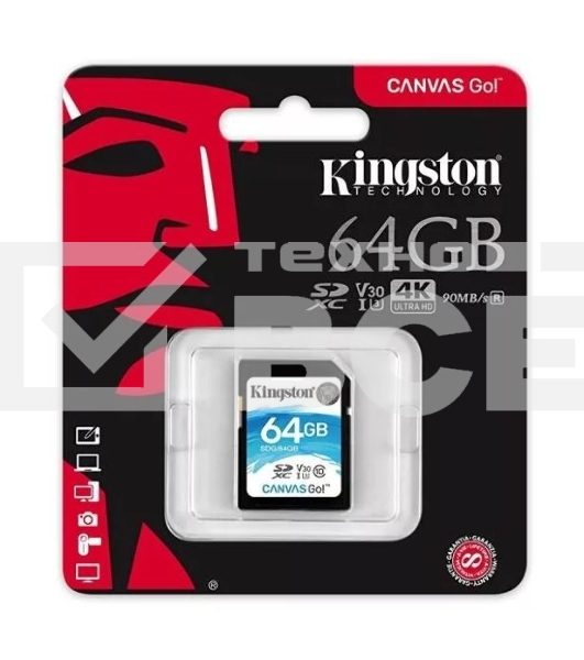 Флеш карта Kingston 64GB SDXC Canvas Go Plus 170R C10 UHS-I U3 V30 EAN: 740617301397