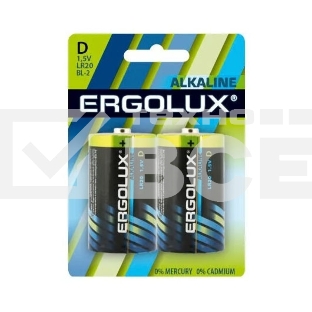 Элемент питания алкалиновый Ergolux LR20 BL-2 LR20 BL-2 1.5В Alkaline (блист.2шт)