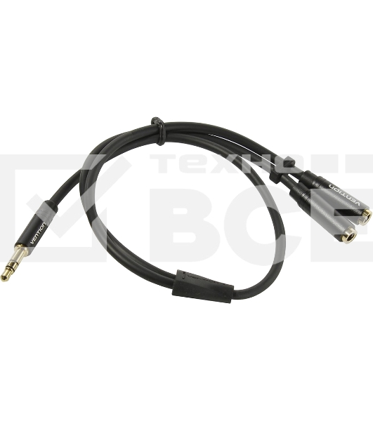Переходник-разветвитель Vention гибкий Jack 3.5 mm M/Jack 3.5 mm F x 2 - 0.3м